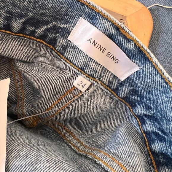 NWT Anine Bing High Rise Vintage Blue Shorts Sample 24‌‌ - Picture 11 of 13